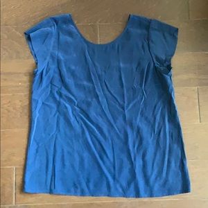 Joie Blue Silk Tee, Sz L